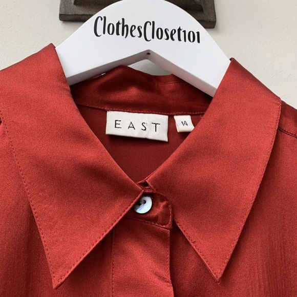 East satin silk blouse fits uk 12 rust - Picture 3 of 8